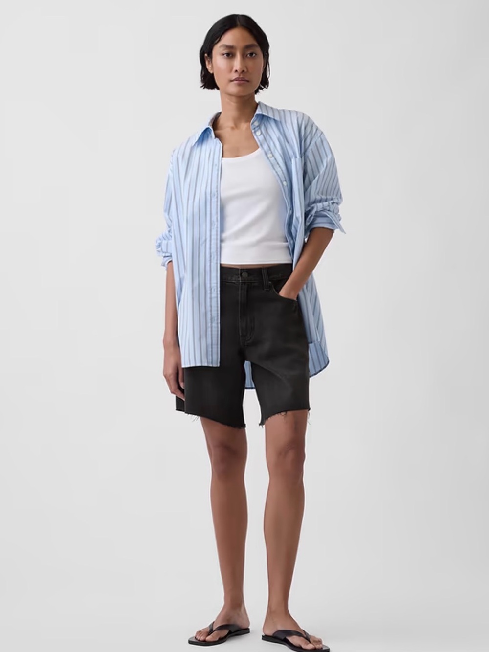 GAP 8" Mid Rise Loose Denim Bermuda Shorts